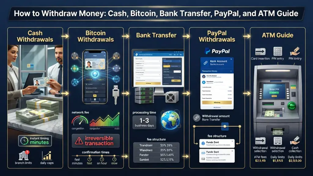 How to Withdraw Money: Cash, Bitcoin, Bank Transfer, PayPal, and ATM Guide