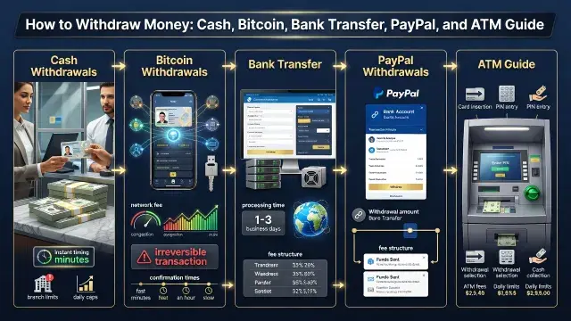 How to Withdraw Money: Cash, Bitcoin, Bank Transfer, PayPal, and ATM Guide